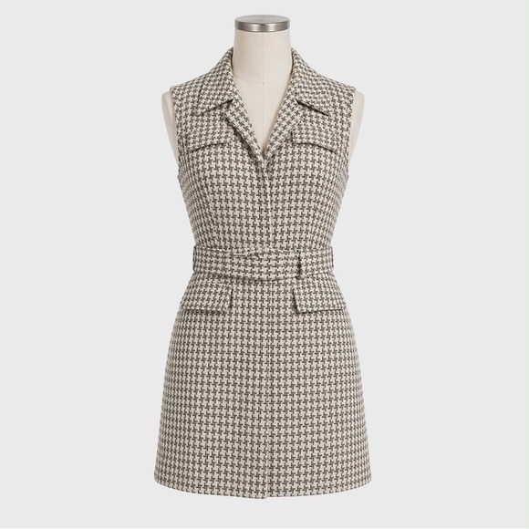 Adrienne Bui Dresses & Skirts - Sz 6. NWT. Vintage Y2K. Adrienne Bui. Tweed Houndstooth Sleeveless Belted Dress
